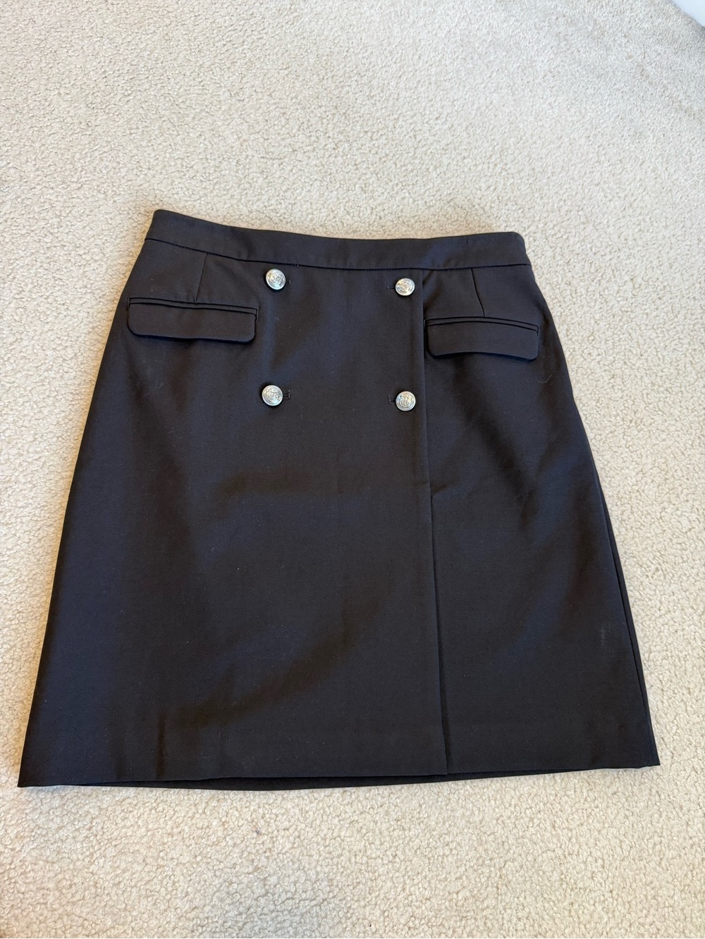 Talbots Black Mini Skirt with Decorative Silver Buttons
